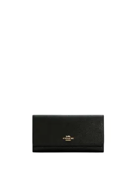 ( AS IS ) Coach Slim Crossgrain Leather C5578 Trifold Wallet In Black