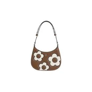 ( AS IS ) Tory Burch Emerson Floral Applique Dome Satchel Bag In Moose 151965