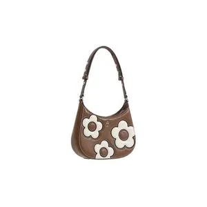 ( AS IS ) Tory Burch Emerson Floral Applique Dome Satchel Bag In Moose 151965