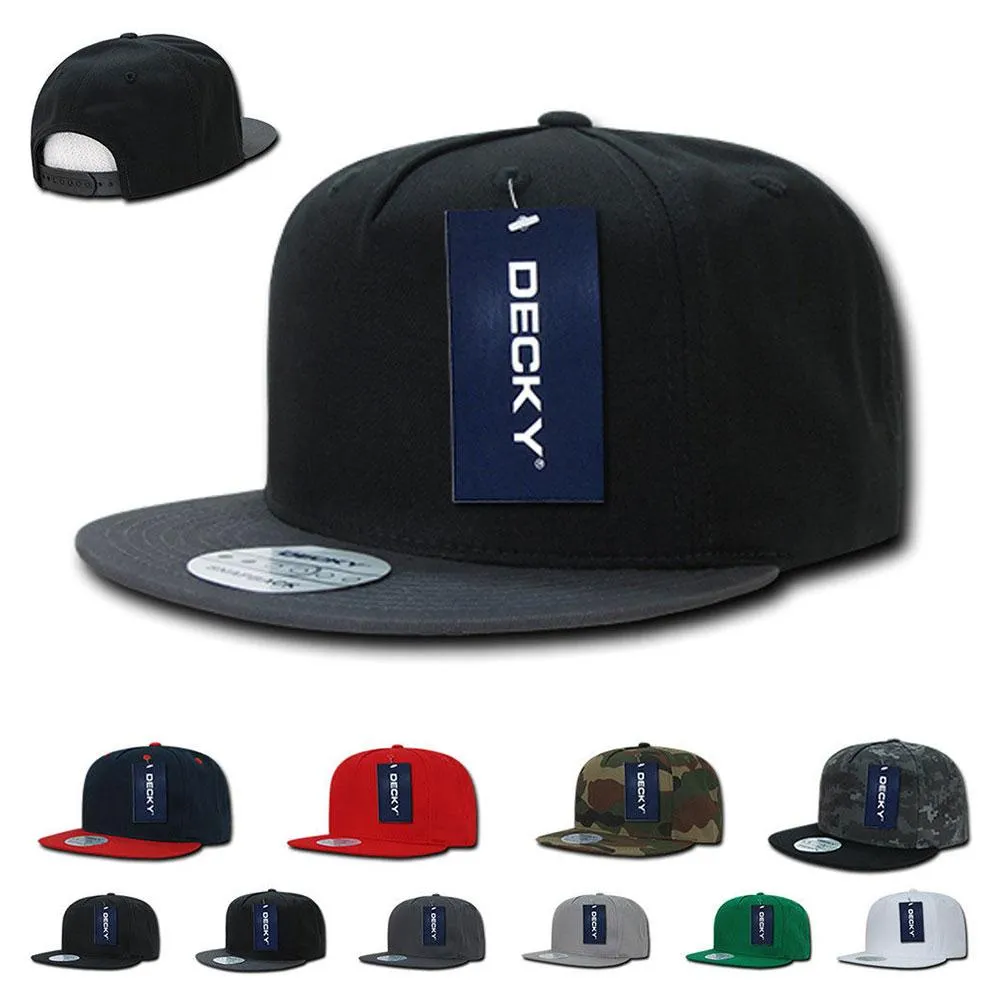 1 Dozen Decky Flat Bill Baseball Hats Caps Cotton 5 Panel Snapback Wholesale Lot Bulk