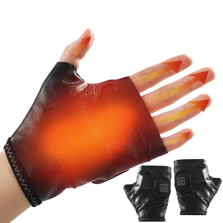 1 Pair Adjustable Temperature Rechargeable Intelligent Electric Heating Gloves Half Finger Gloves, Size: S(Pink)