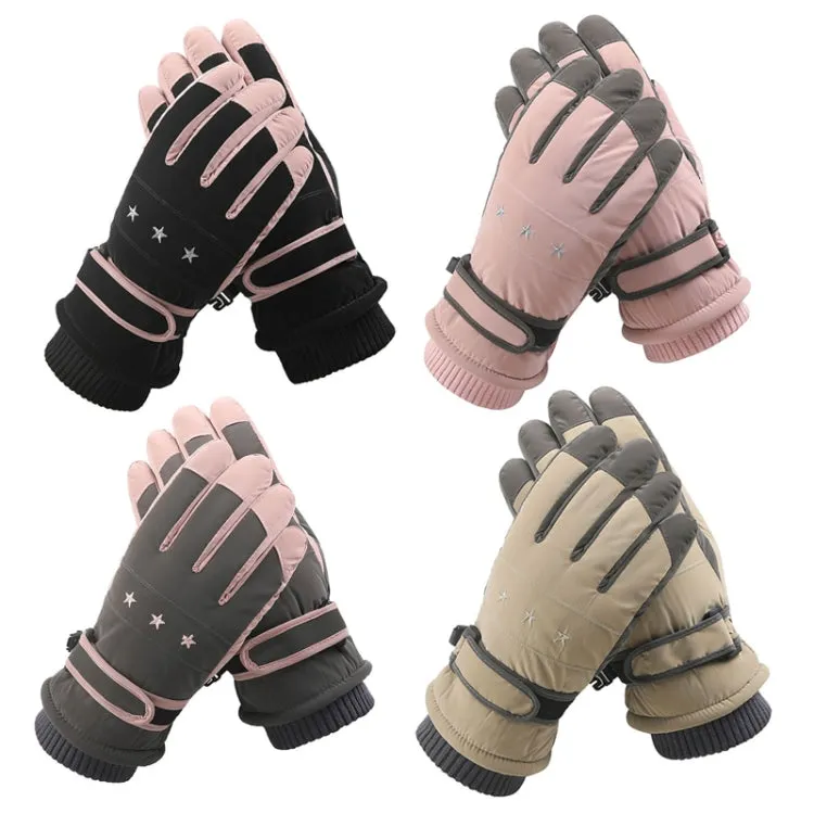 1 Pair WZ-204 Outdoor Warm And Windproof Thickened Cycling Sports Anti-fall Gloves, Size: Free Code(Coffee Gray)