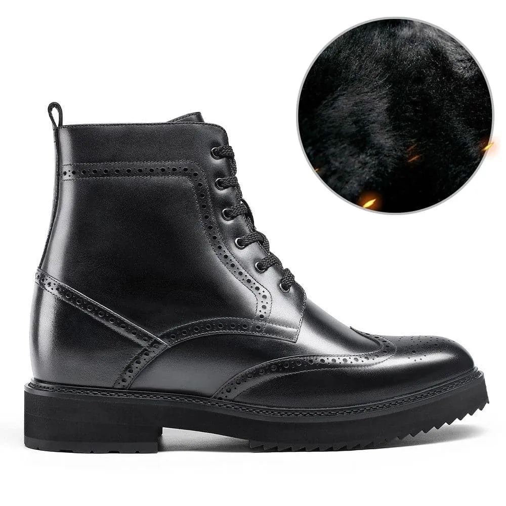 10 CM/3.94 Inches CMR CHAMARIPA Height Increasing Shoes -  Black Brogue Boots