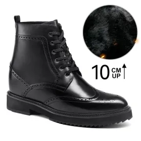 10 CM/3.94 Inches CMR CHAMARIPA Height Increasing Shoes -  Black Brogue Boots