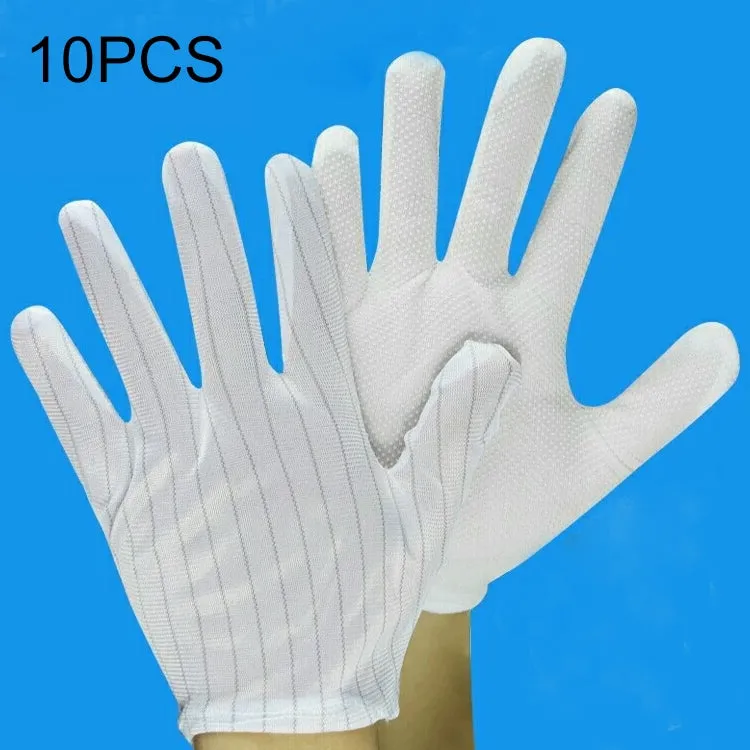 10 Pairs Anti-static Striped Dispensing Gloves, Size：Free Size