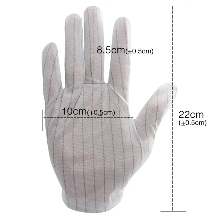 10 Pairs Anti-static Striped Dispensing Gloves, Size：Free Size