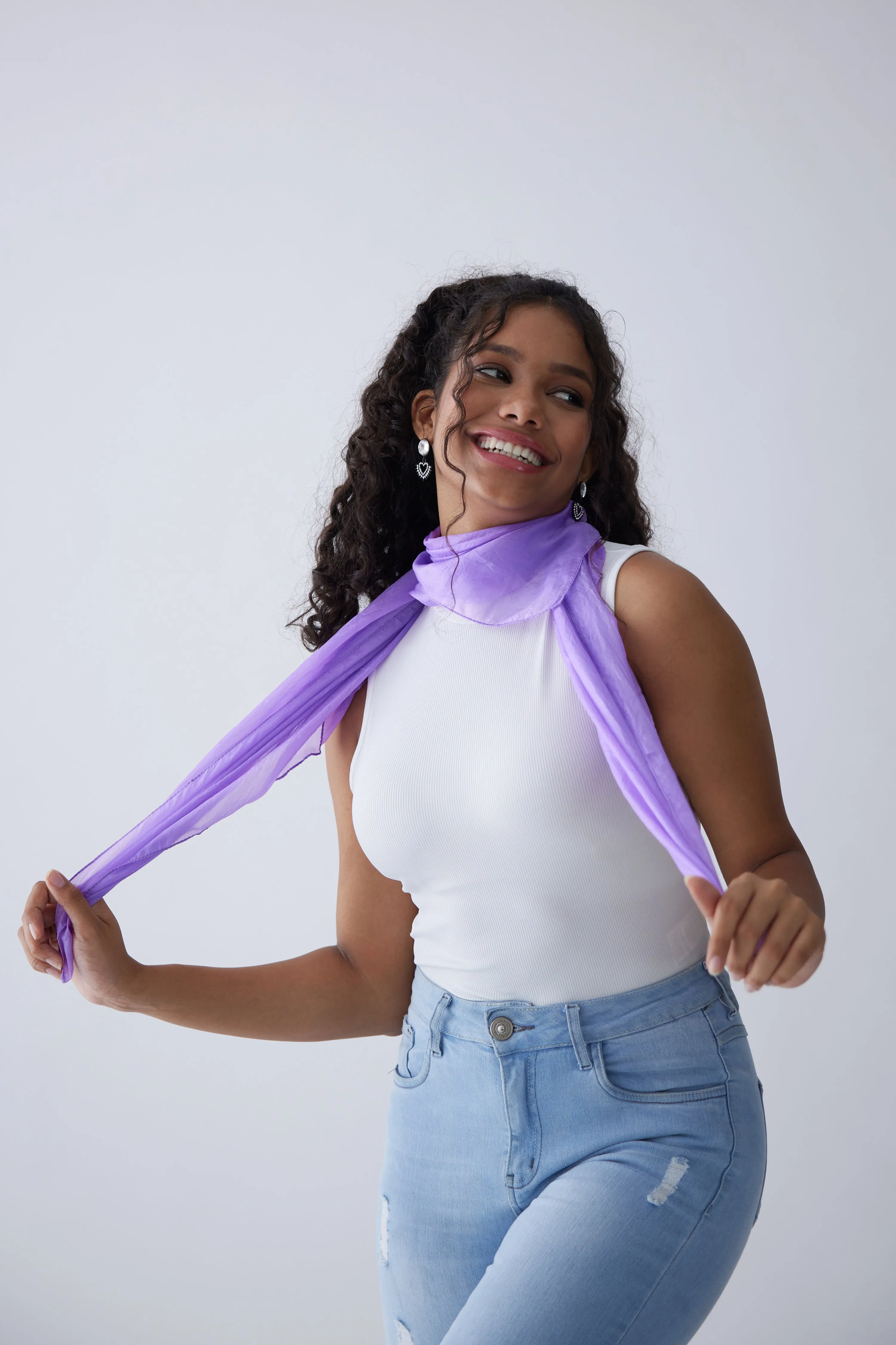 100% Silk Scarf - Purple