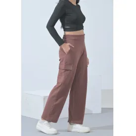 100% Supima Cotton Women Cargo Pants Chocolate Brown