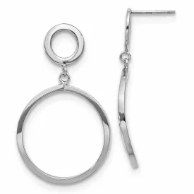 10K White Gold Round Dangle Post Earrings