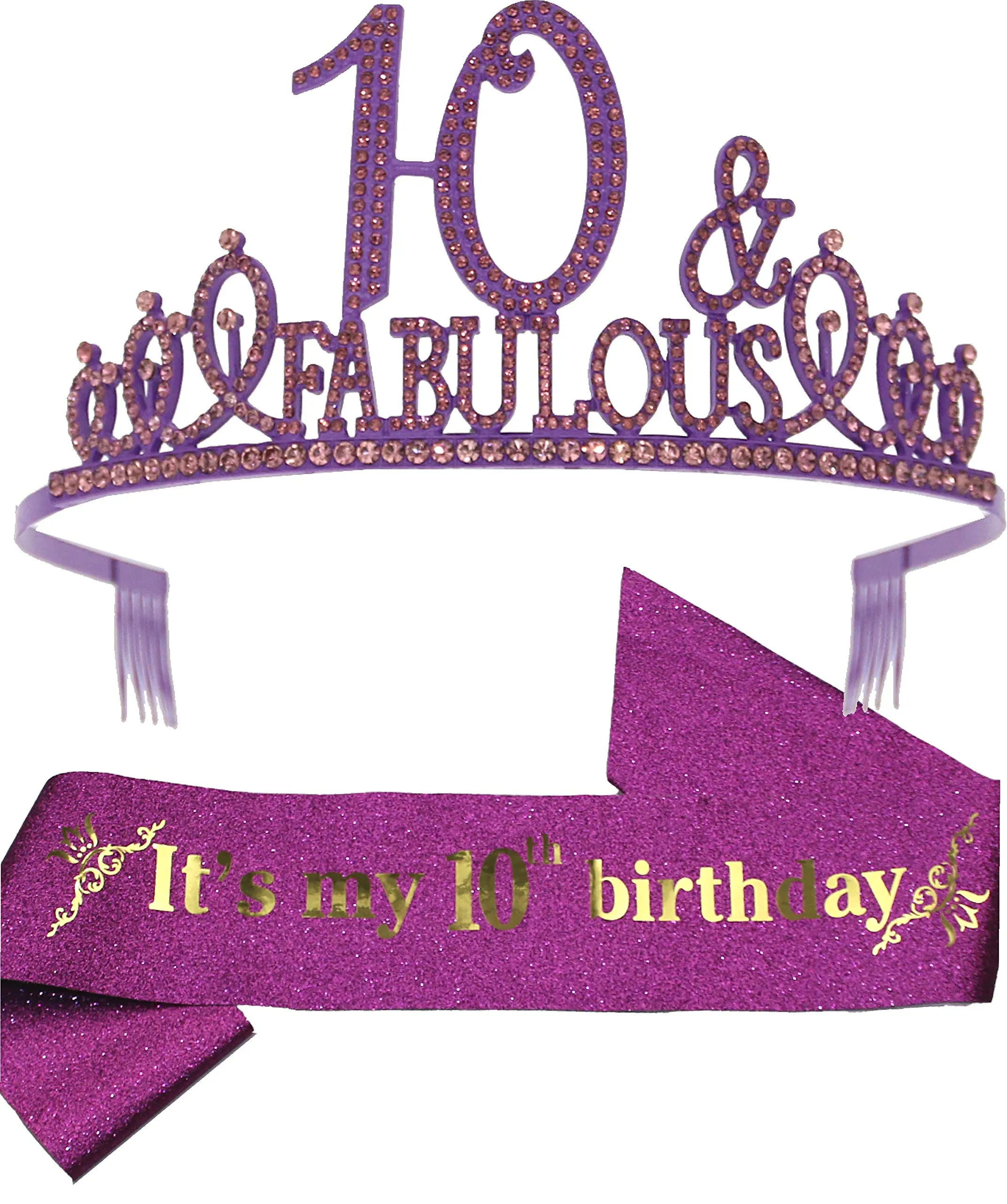 10th Birthday, 10th Birthday Tiara Purple, 10th Birthday Decorations for Girls, 10th