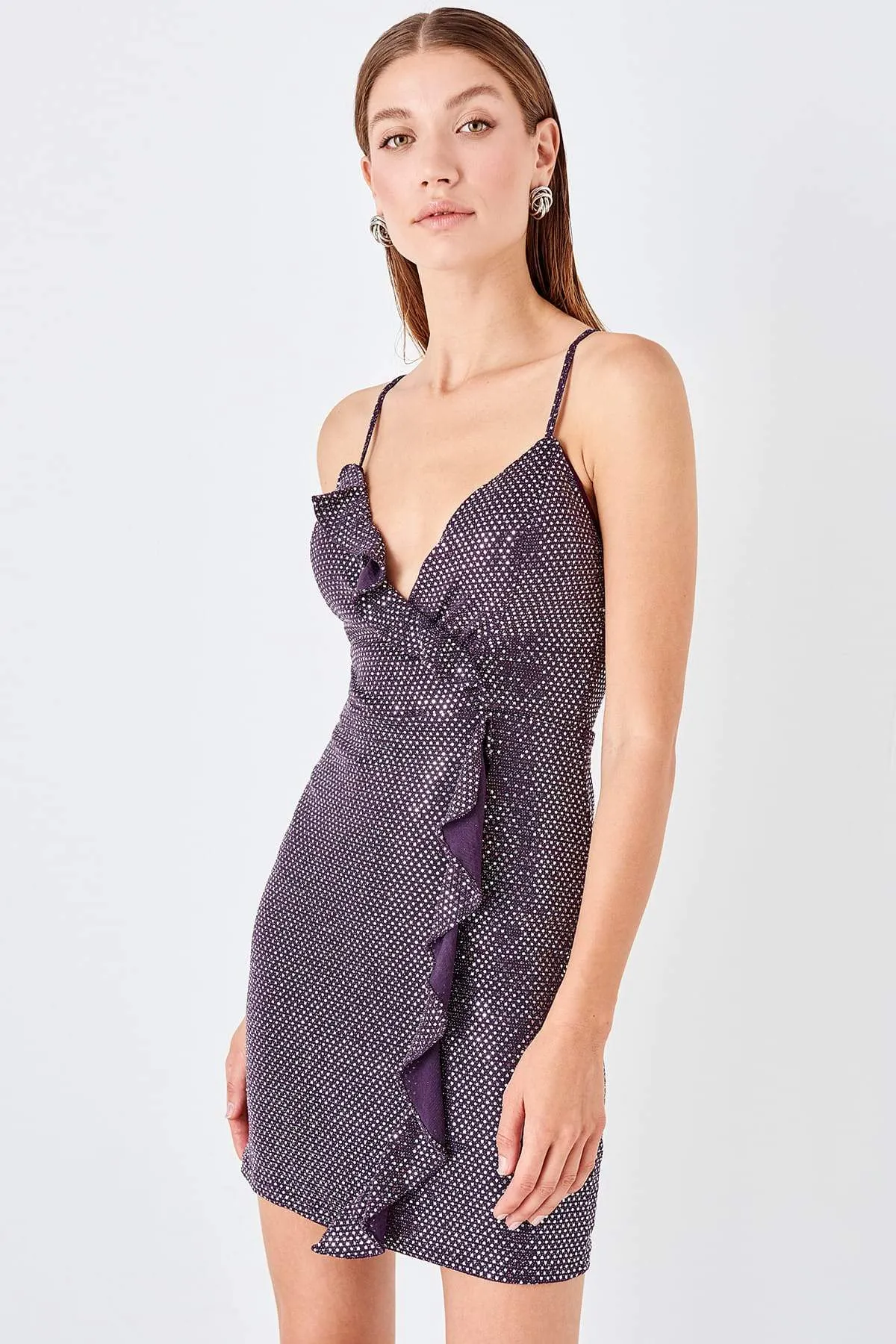 11607 Purple Glitter Mini Dress