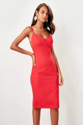 11641 Red Strap Pencil Dress