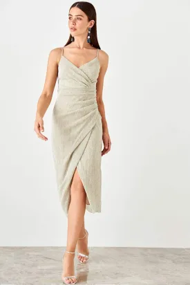 11657 Grey Draped Dress