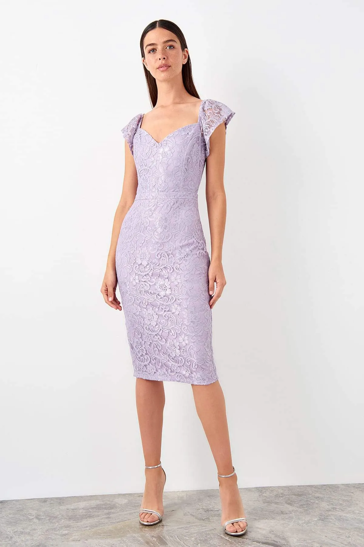 11699 Lilac Lace Pencil Dress