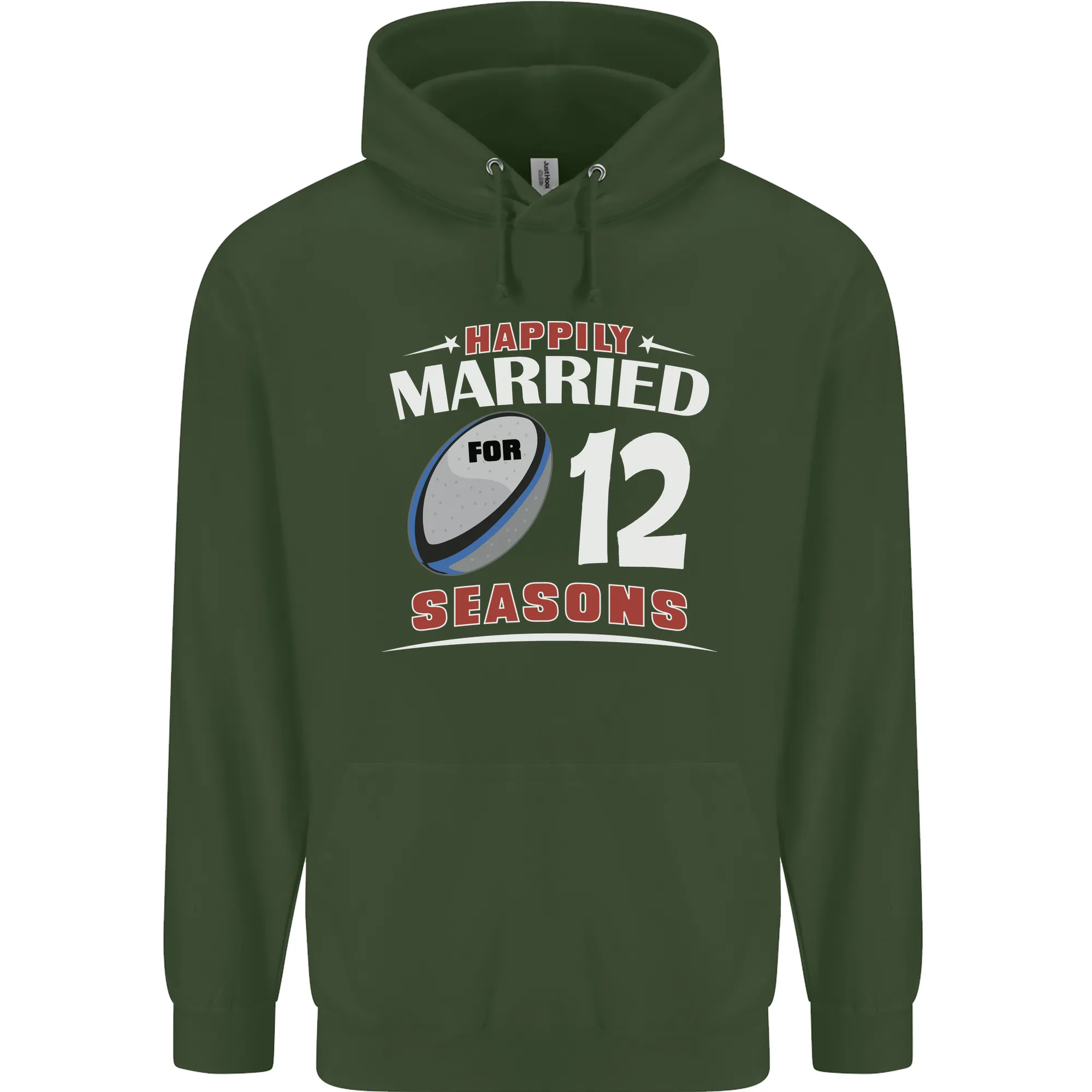 12 Year Wedding Anniversary 12th Rugby Mens 80% Cotton Hoodie