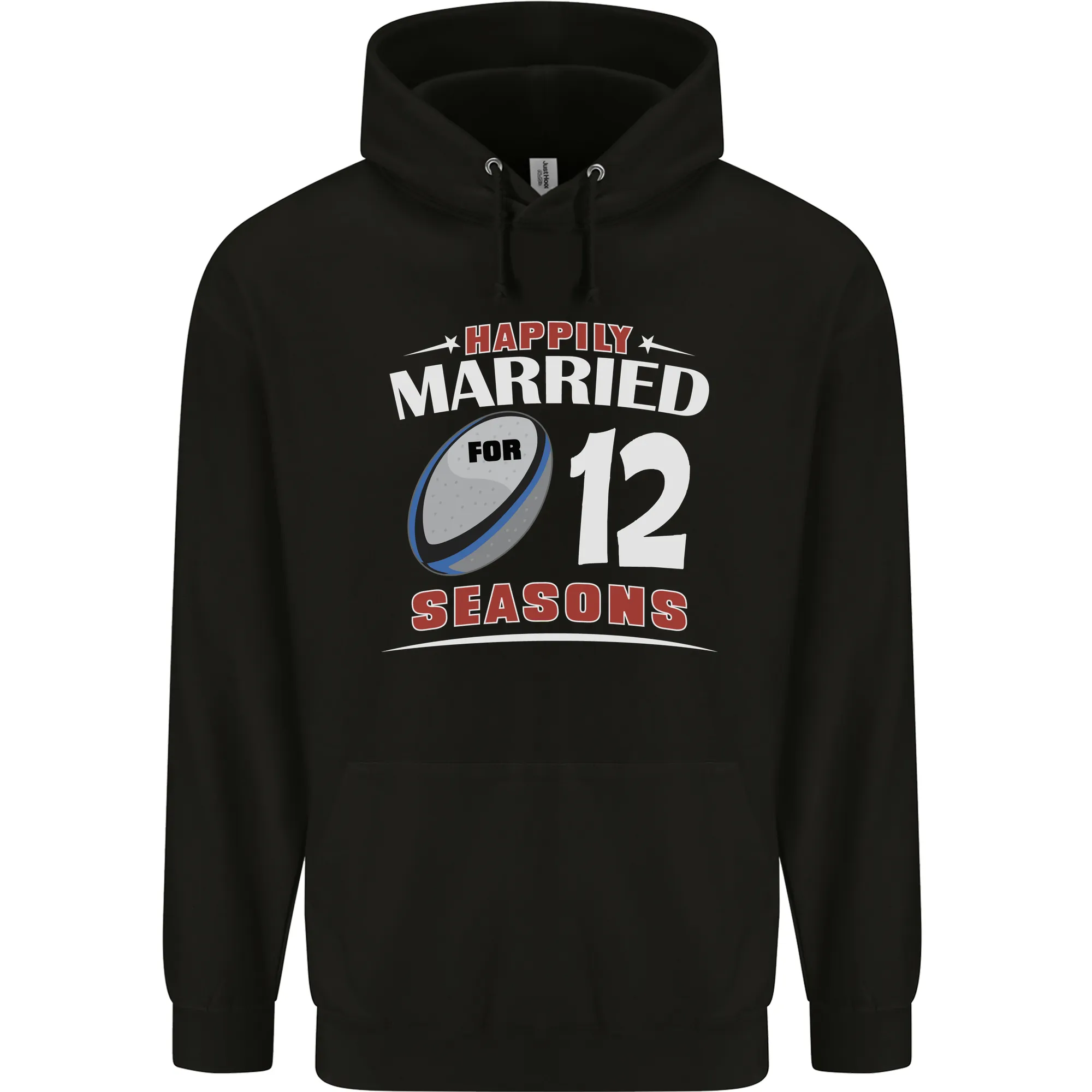 12 Year Wedding Anniversary 12th Rugby Mens 80% Cotton Hoodie