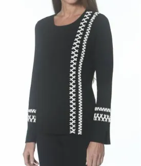 1323 - Criss-Cross Knit Tunic In Black/white