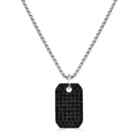 14K Gold & Black Diamond Dog Tag Necklace - 1.61ct