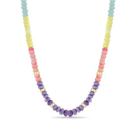 14k Gold & Pastel Rainbow Opal Rondelle Bead Necklace