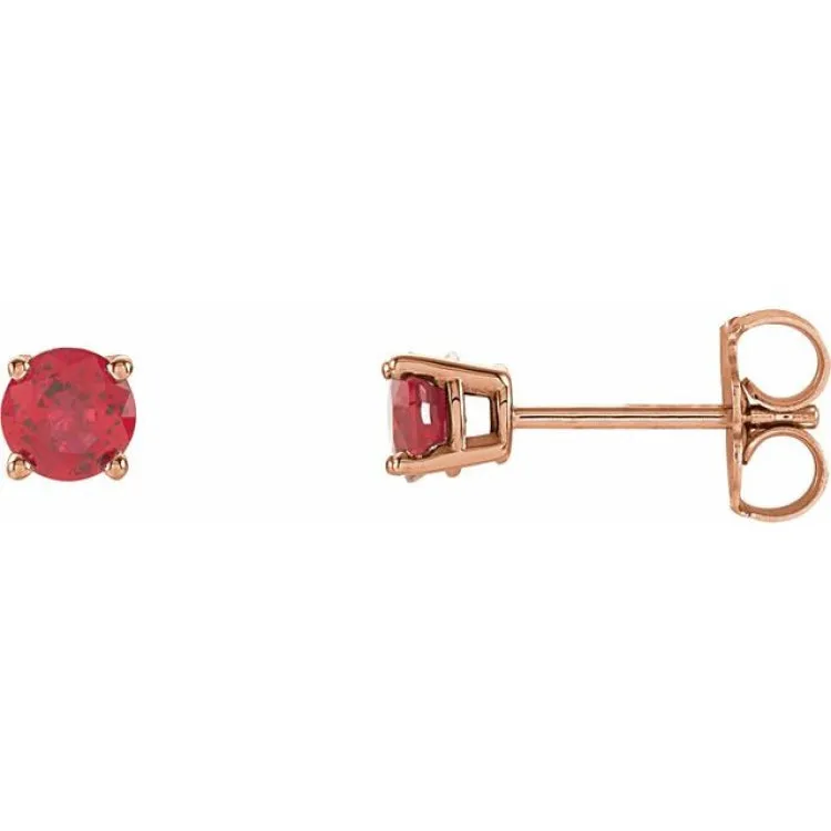 14K Rose 4 mm Lab-Grown Ruby Stud Earrings