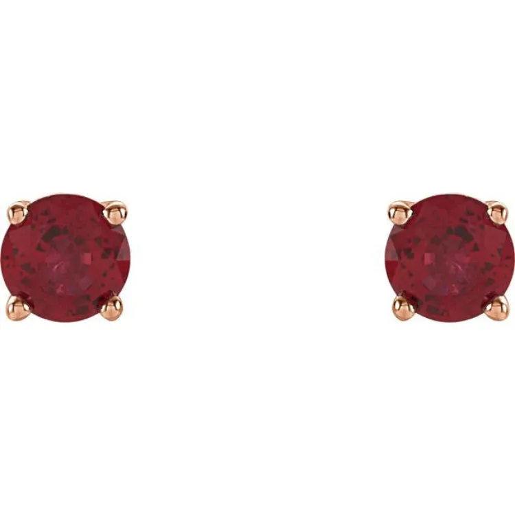 14K Rose 4 mm Lab-Grown Ruby Stud Earrings