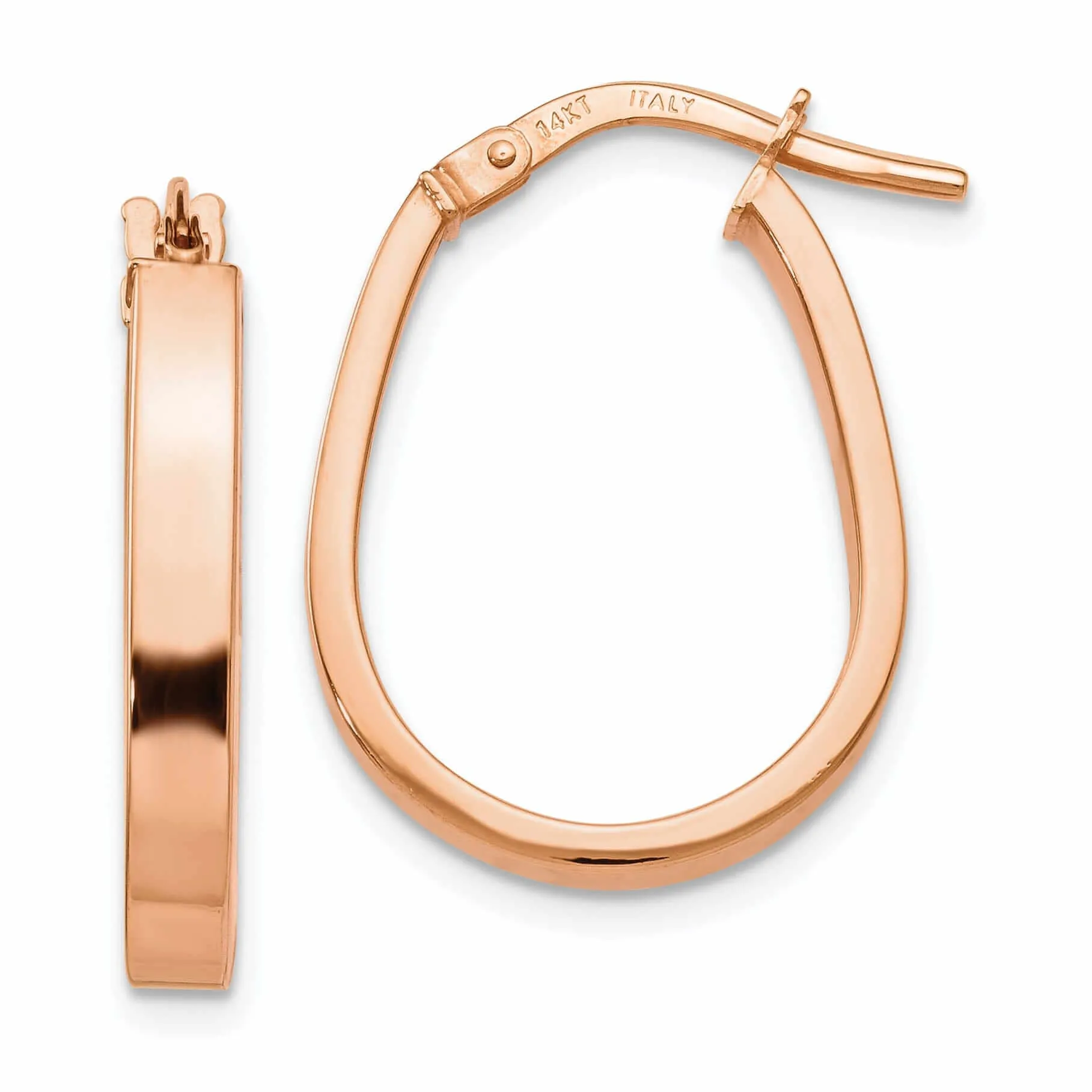 14k Rose Gold U Shape Hoop Earrings