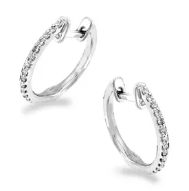 14k White Gold Diamond Small Hoop Earrings (I8302)