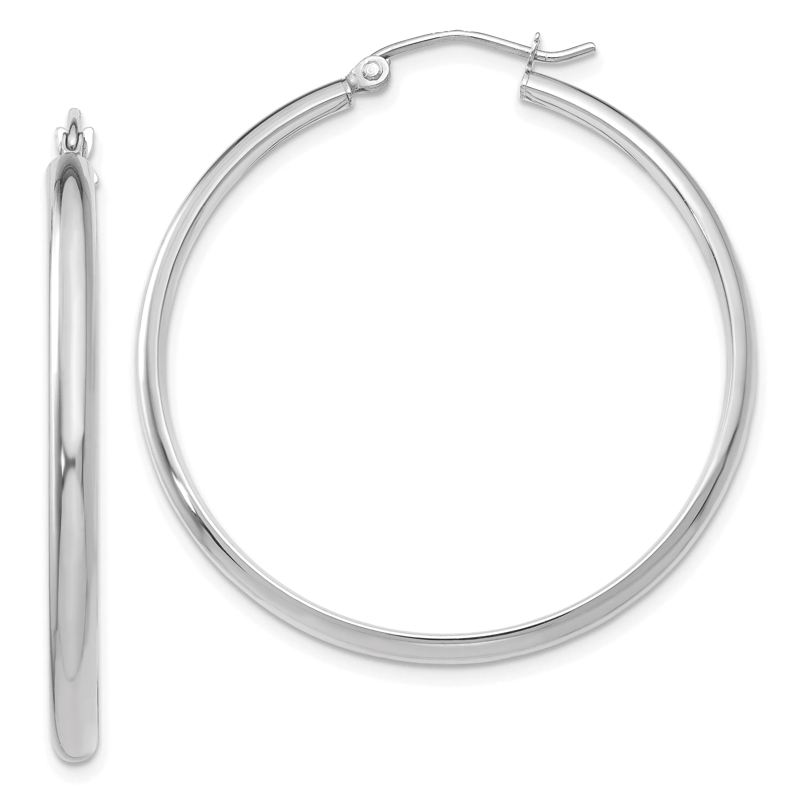 14k White Gold Polished Hoop Earring