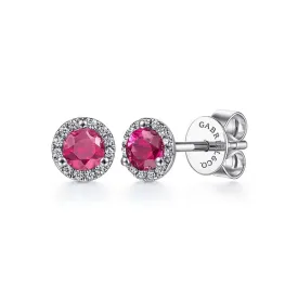 14K White Gold Ruby and Diamond Earrings