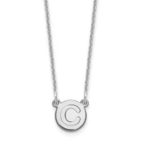 14k White Gold Tiny Circle Block Letter D Initial Pendant and Necklace