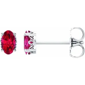 14K White Lab-Grown Ruby Earrings