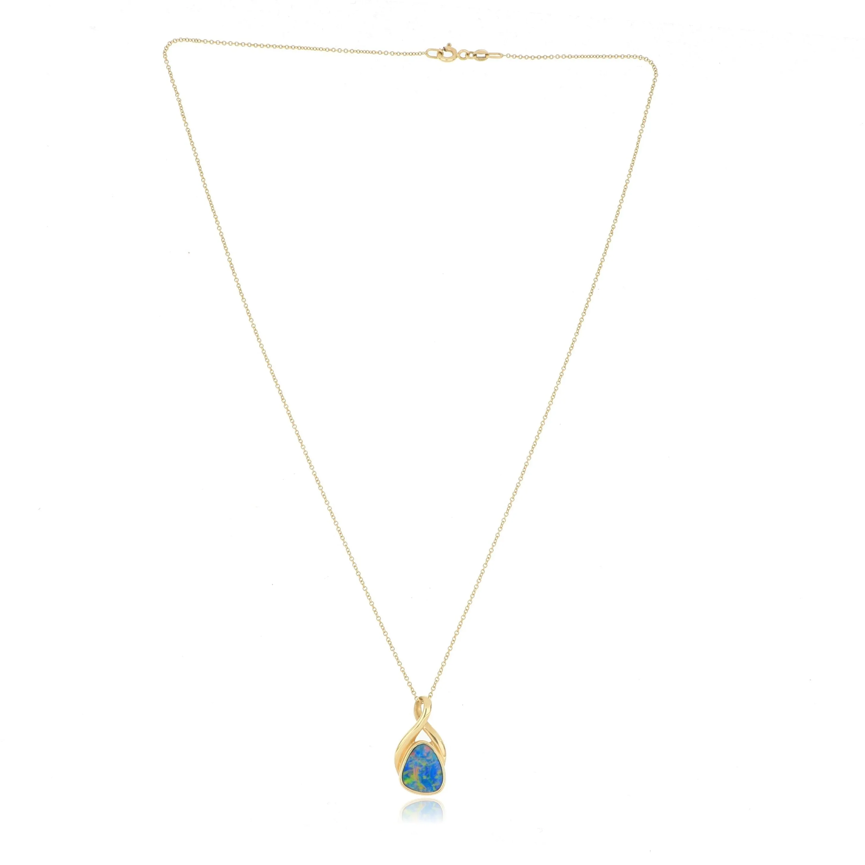 14k Yellow Gold Free Form Opal Necklace