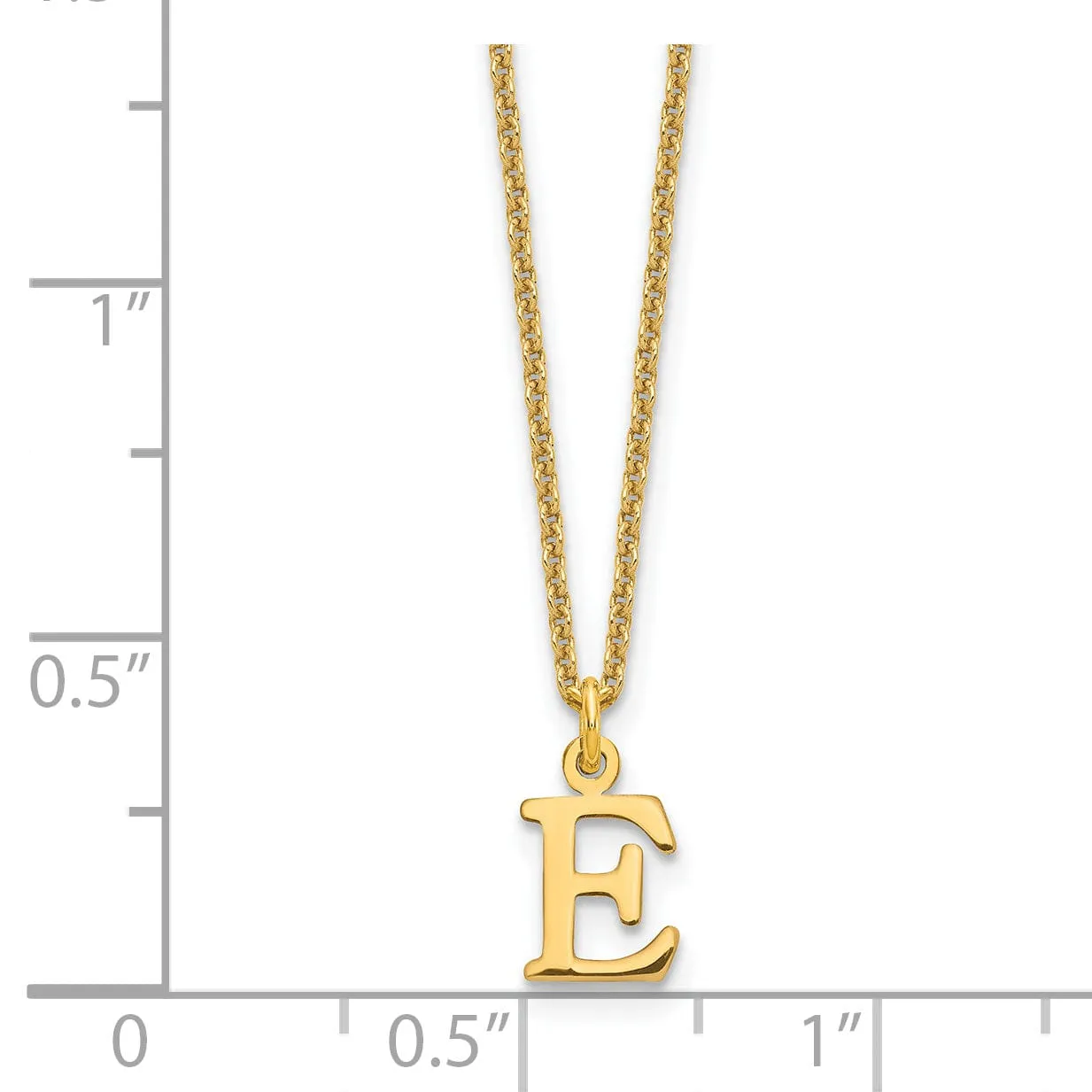 14k Yellow Gold Tiny Cut Out Block Letter F Initial Pendant and Necklace