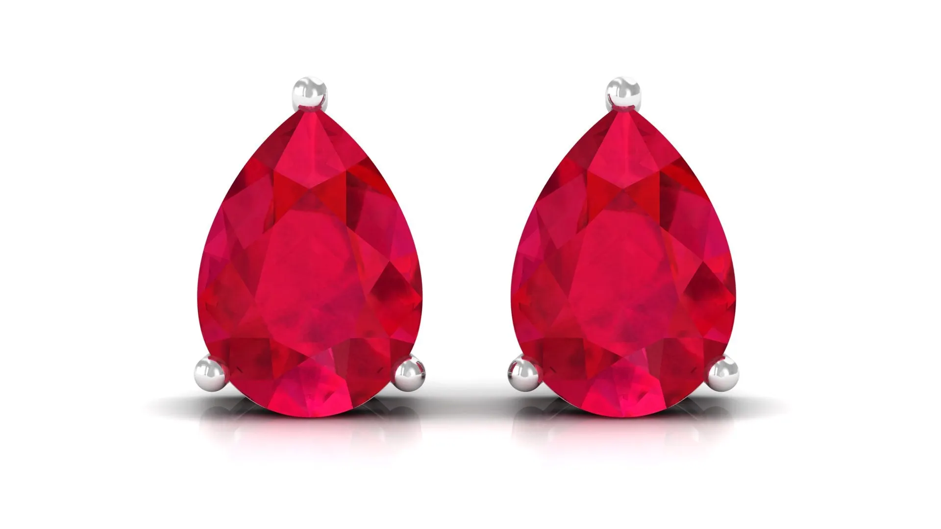 1.50 CT Pear Cut Created Ruby Solitaire Earrings