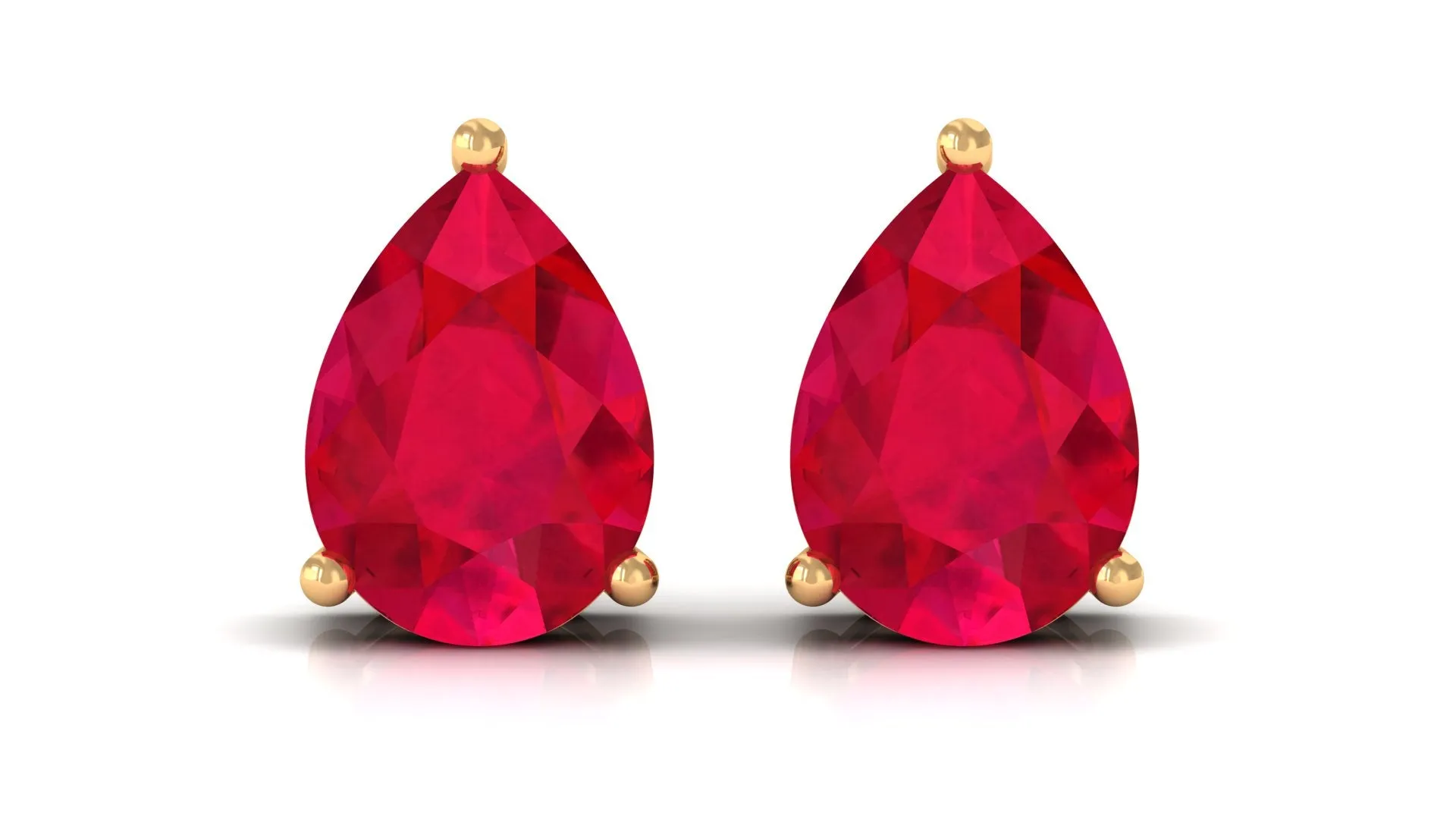 1.50 CT Pear Cut Created Ruby Solitaire Earrings