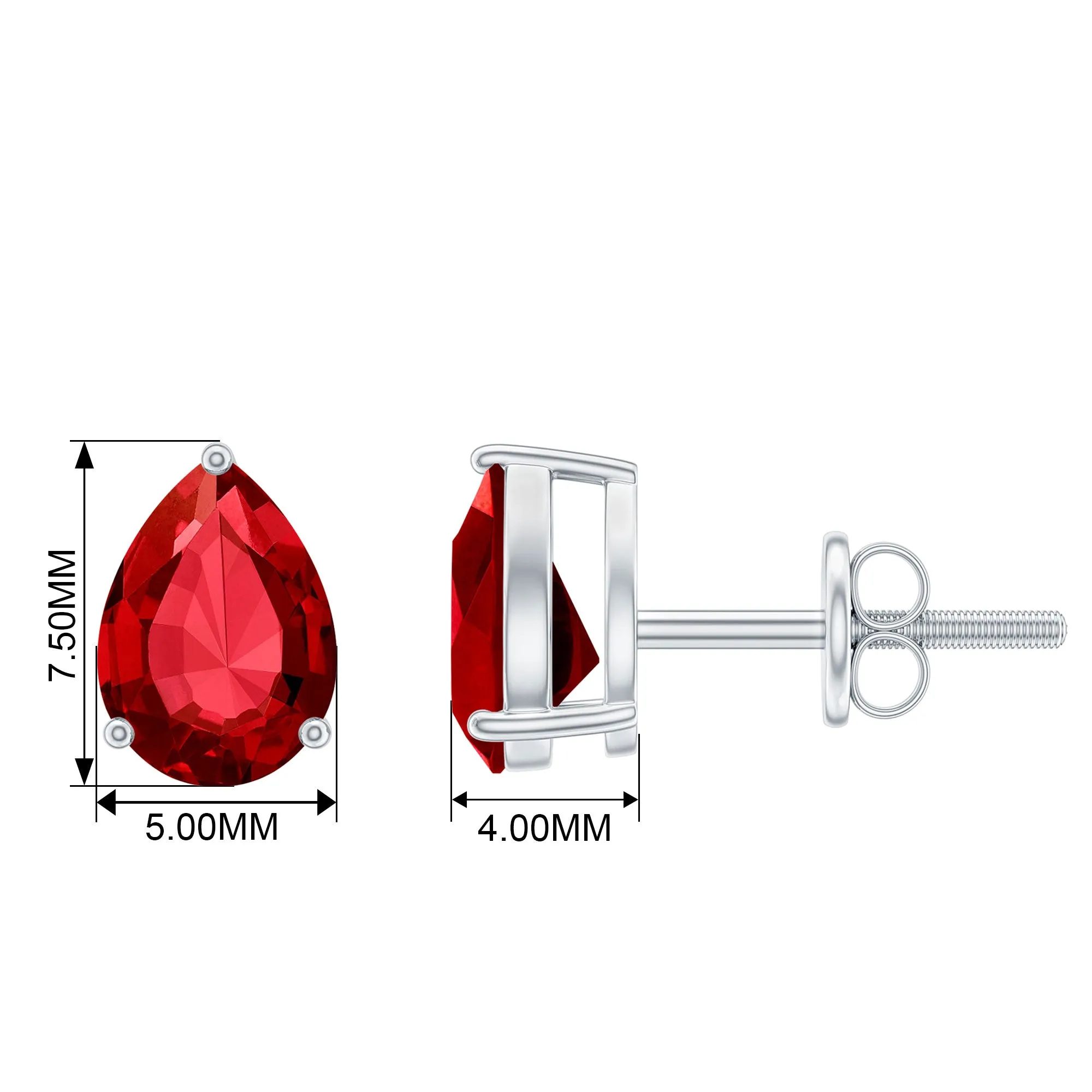 1.50 CT Pear Cut Created Ruby Solitaire Earrings