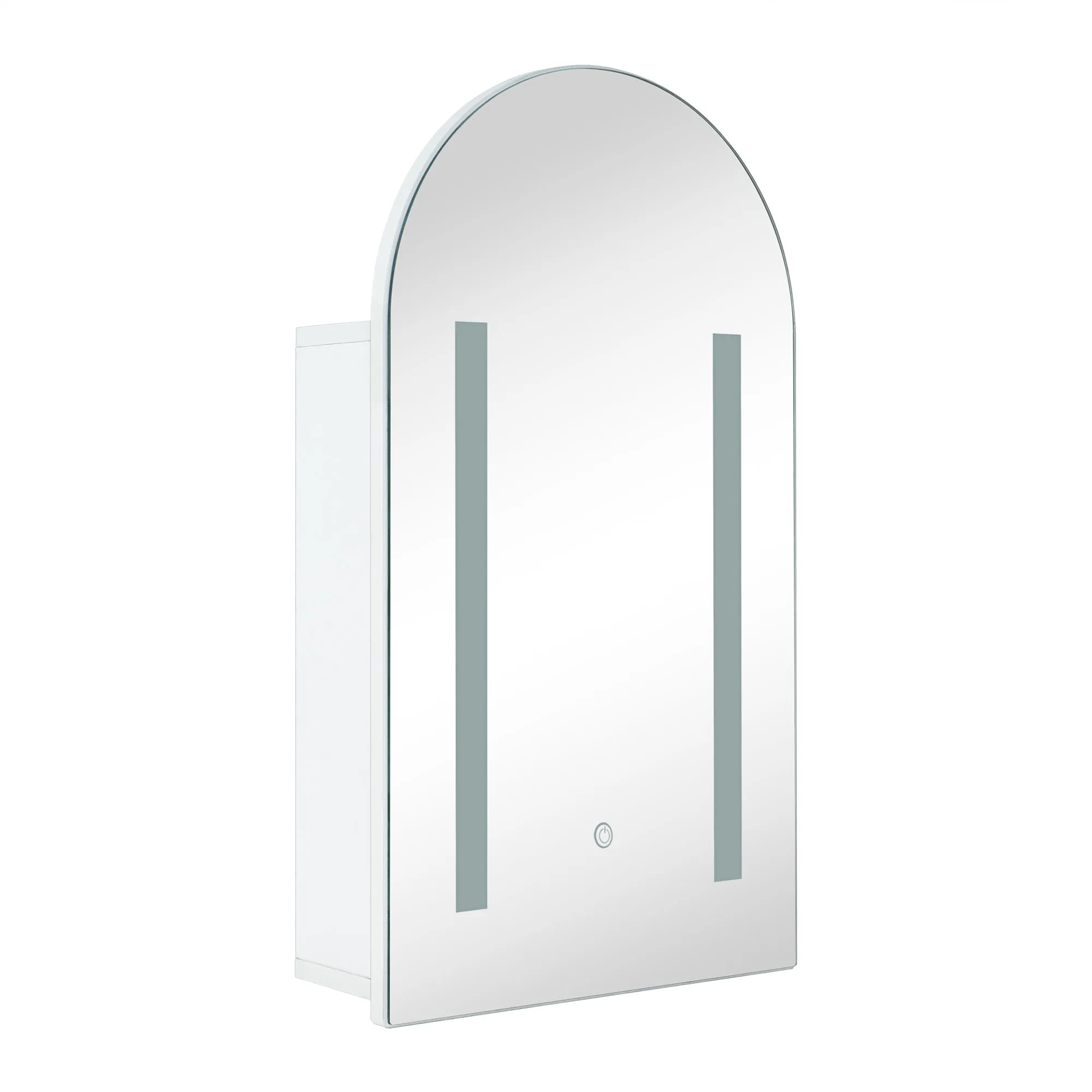 16 in. W x 28 in. H Lighted Arched LED Surface Mount Bathroom Medicine Cabinet with Mirror in White