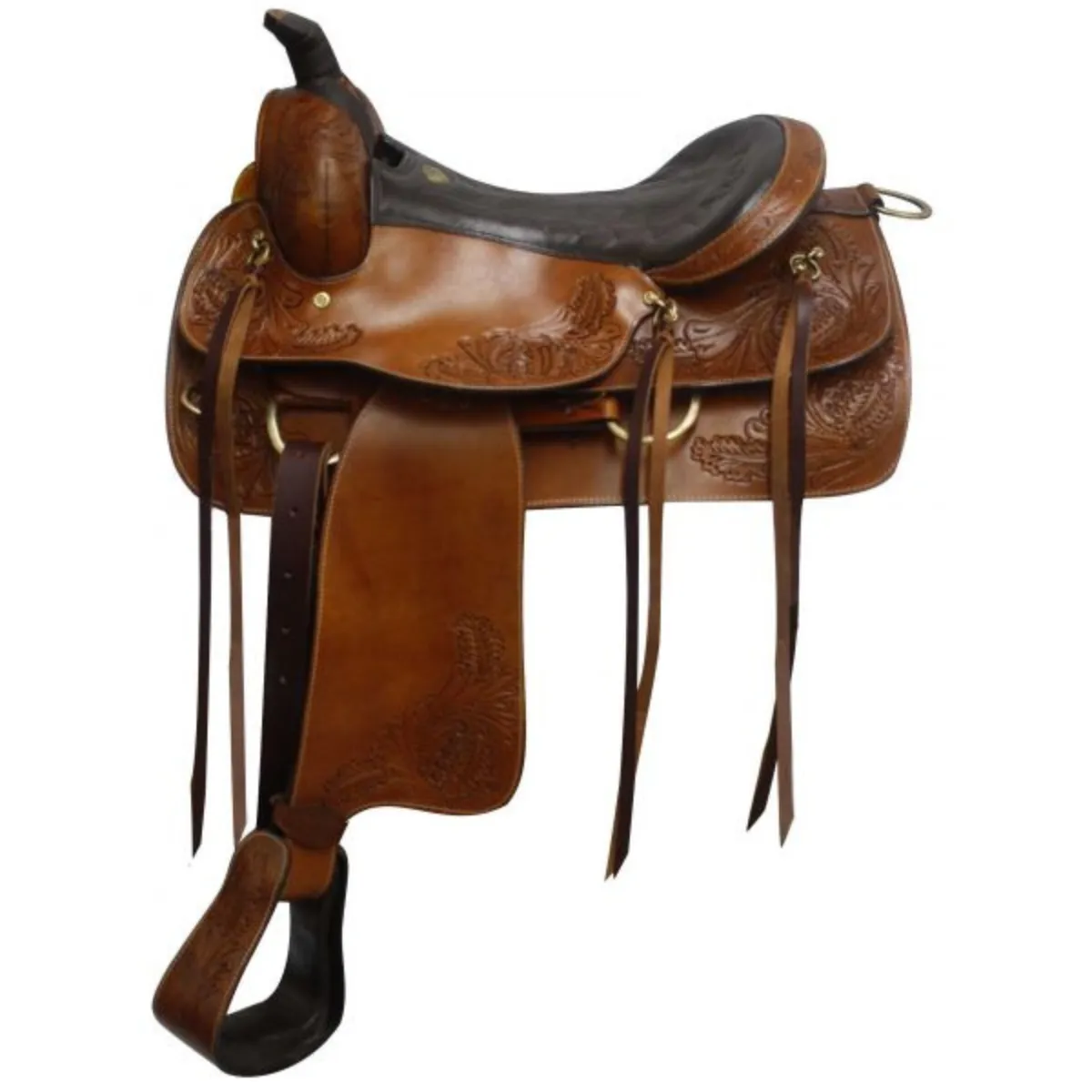 16" DOUBLE T PLEASURE STYLE SADDLE WITH TOP GRAIN LEATHER SEAT