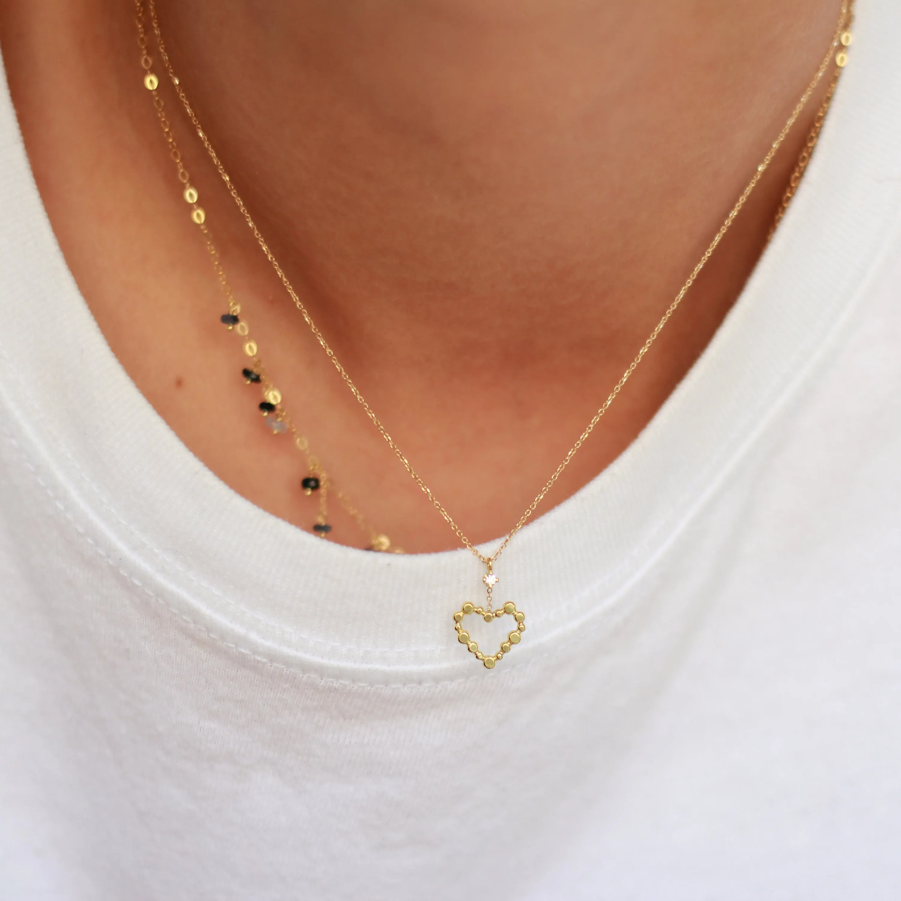 18K Gold and Diamond Love Letter Heart Necklace