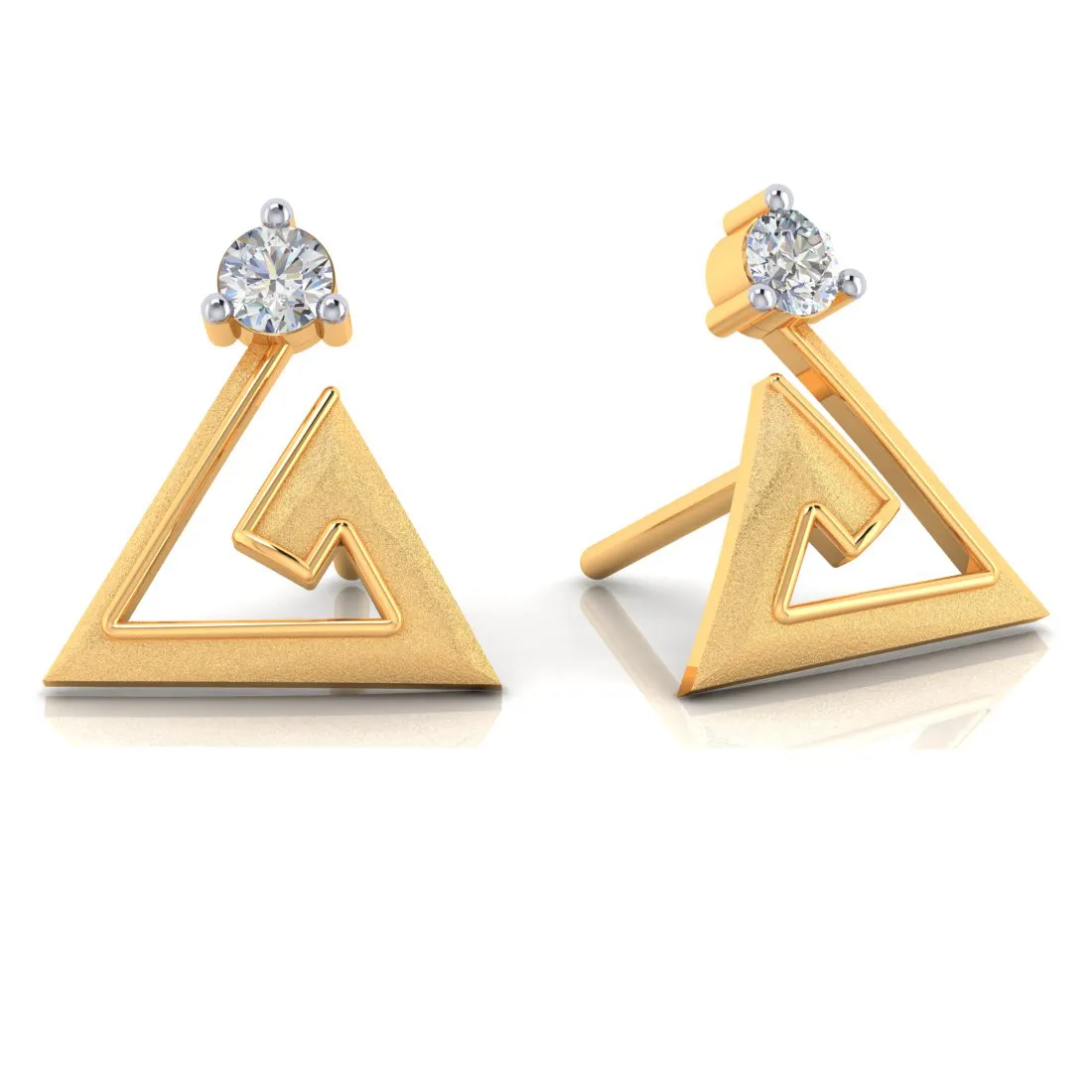 18k Intricate Design Gold With Diamond Earrings