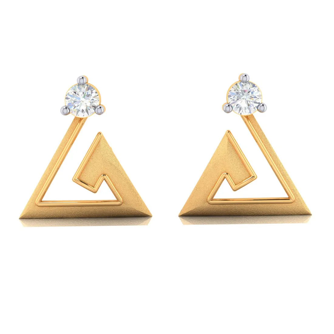 18k Intricate Design Gold With Diamond Earrings