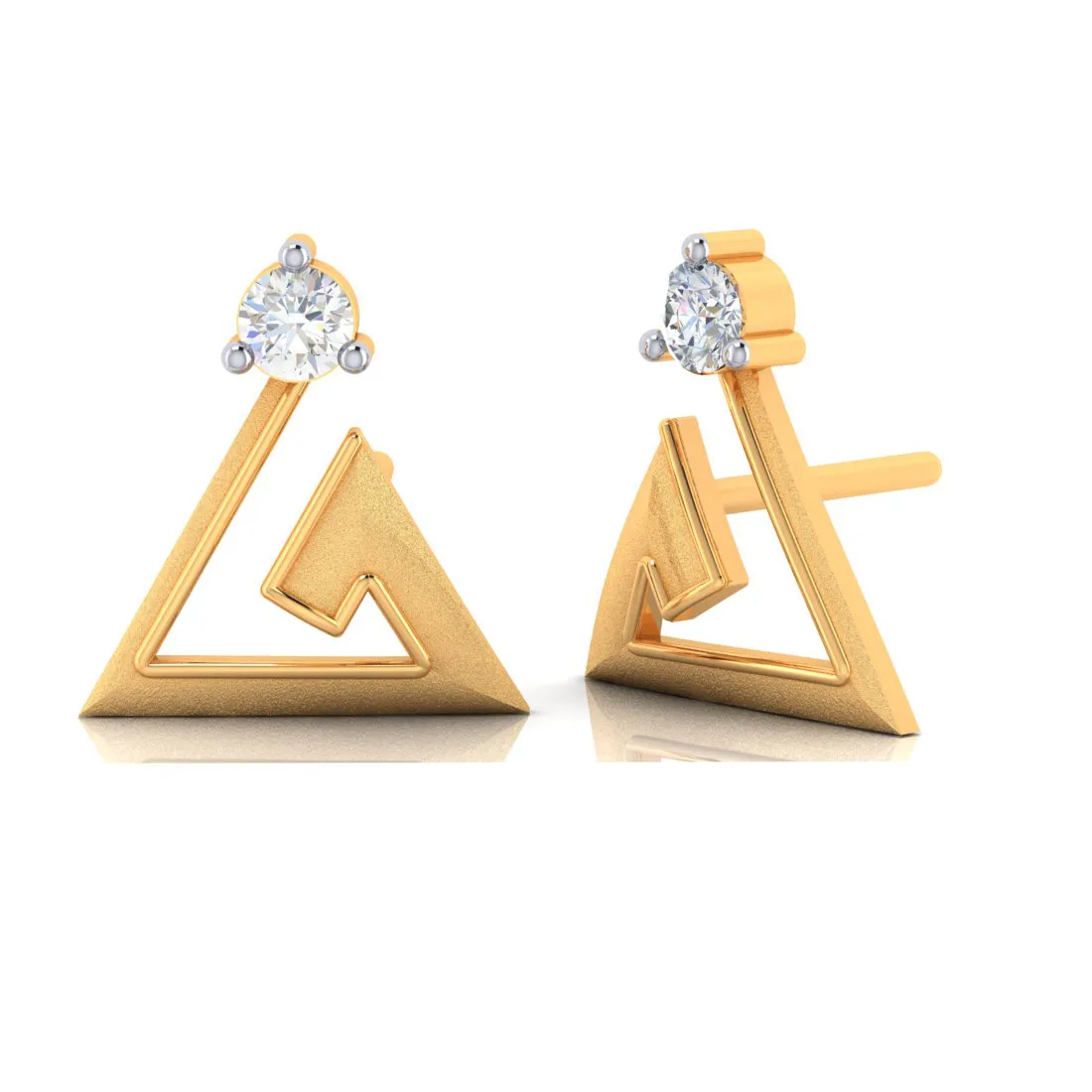 18k Intricate Design Gold With Diamond Earrings