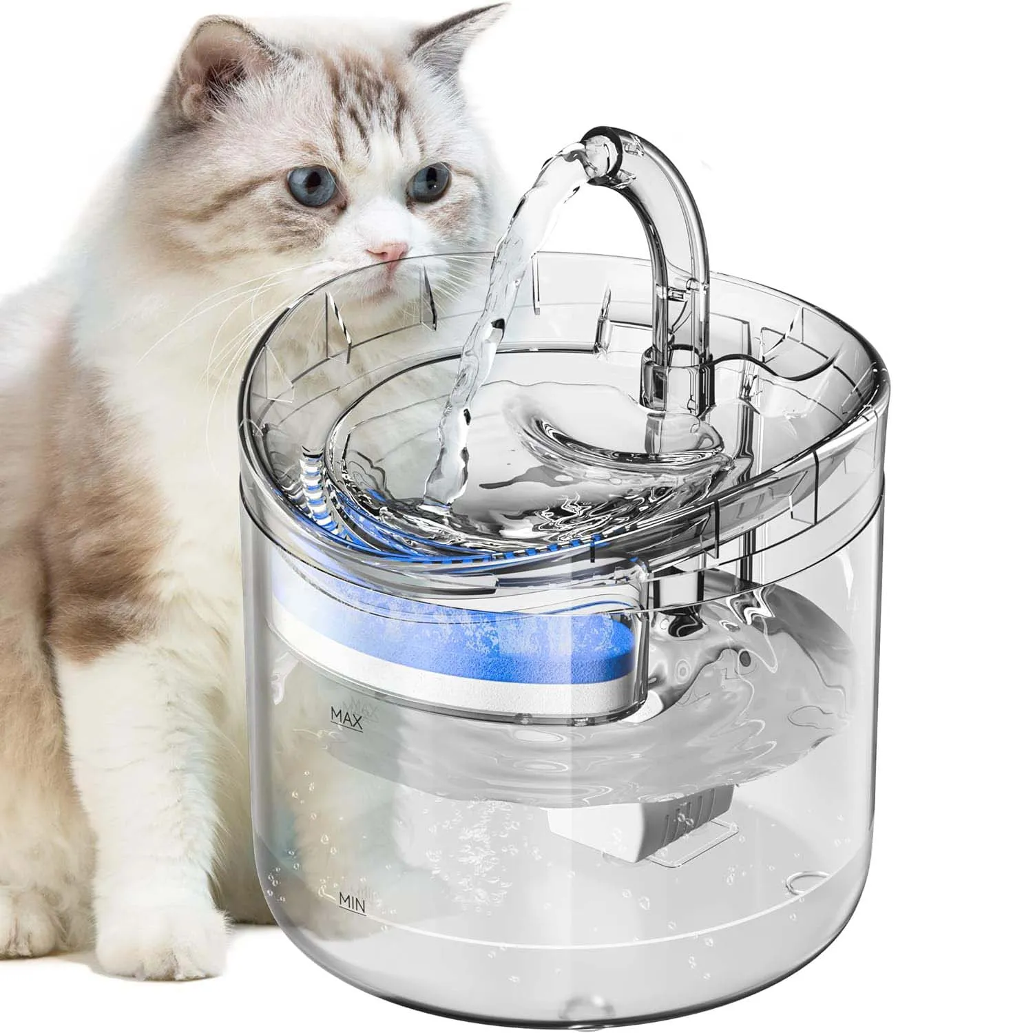 1.8L Automatic Cat Dog Water Fountain, Quadruple Filtration