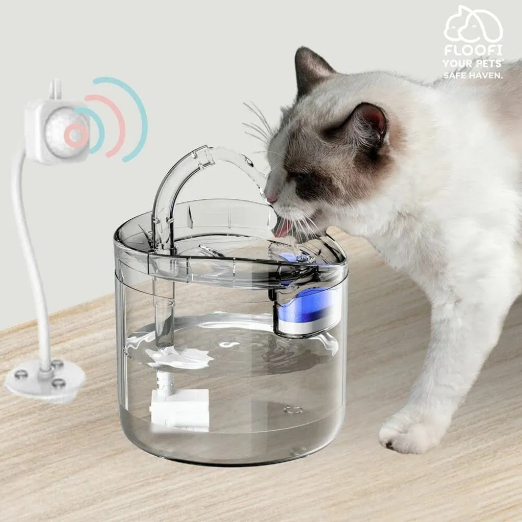 1.8L Dual Mode Pet Water Fountain with Sensor & Charcoal Filter