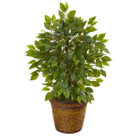 18" Mini Ficus Artificial Tree in Basket