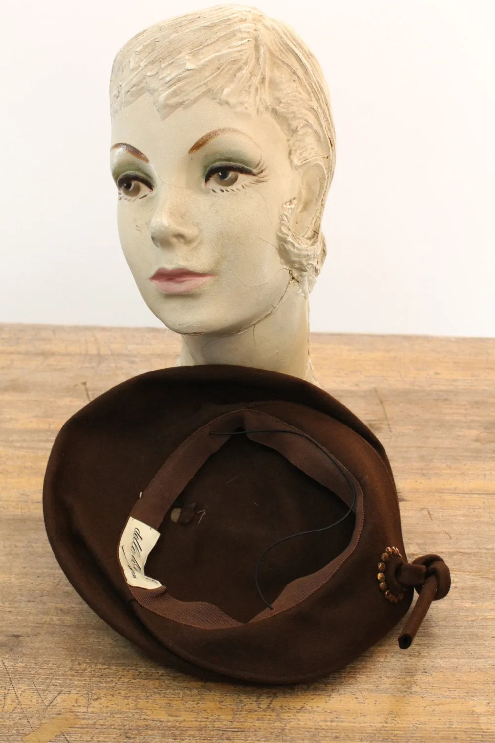 1940s studded hat vintage wool tilt | new fall