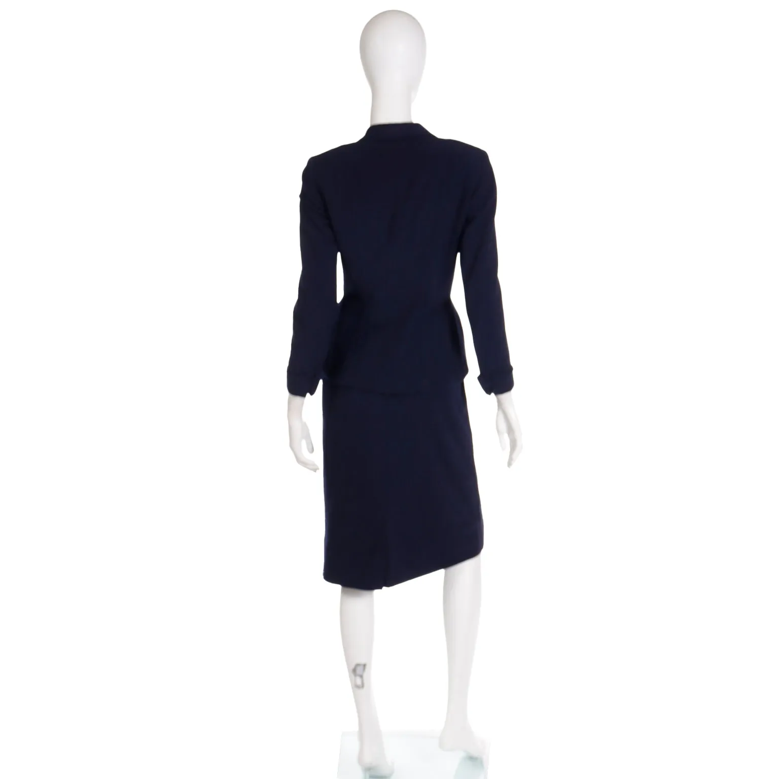 1940s Vintage WWII 2 Pc Navy Blue Skirt & Jacket Suit