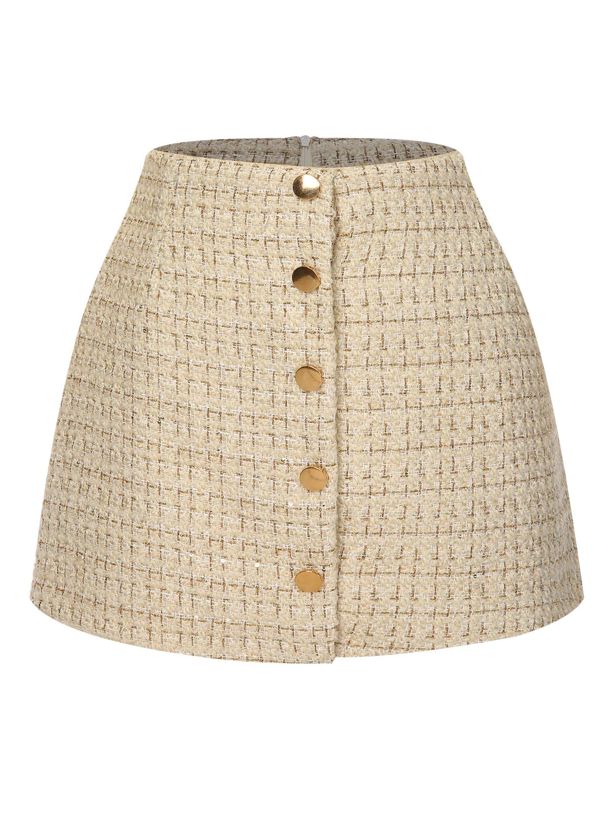 1960s A-Line Button Solid Skirt