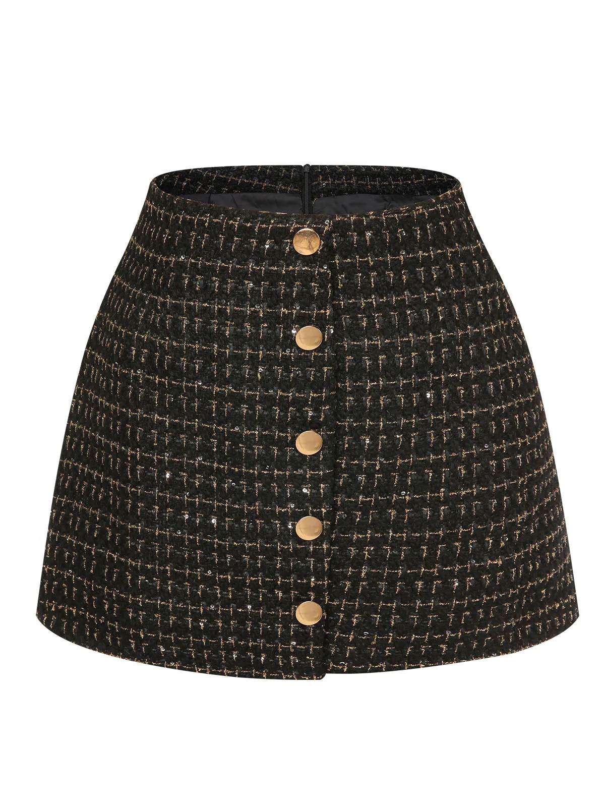 1960s A-Line Button Solid Skirt