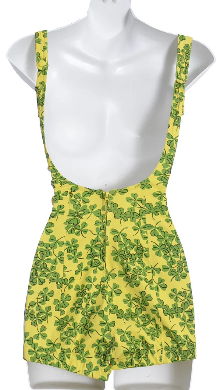 1960's Jantzen Vintage Swimsuit Yellow Green Clover